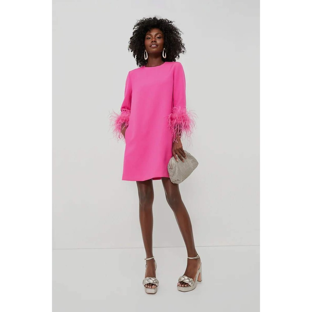 Tuckernuck Hot Pink Feather-Cuff Shift Dress